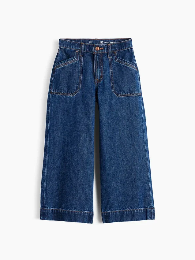 Kids High Rise Stride Wide-Leg Ankle Jeans