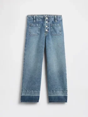 Kids High Rise Stride Wide-Leg Ankle Jeans
