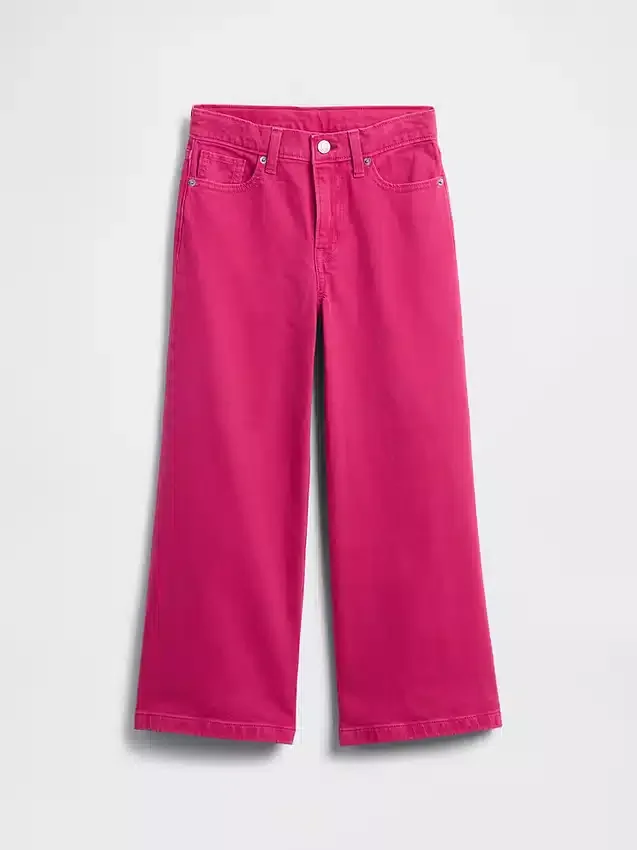 Kids High Rise Stride Wide-Leg Ankle Jeans