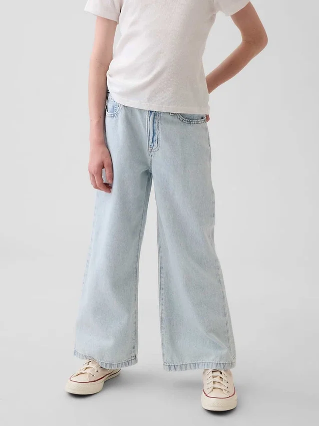 Kids High Rise Stride Wide-Leg Ankle Jeans