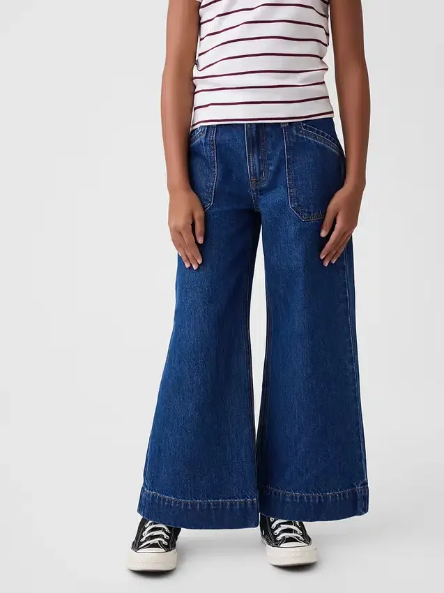 Kids High Rise Stride Wide-Leg Ankle Jeans
