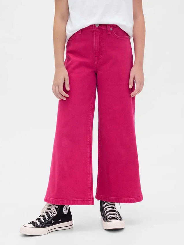 Kids High Rise Stride Wide-Leg Ankle Jeans