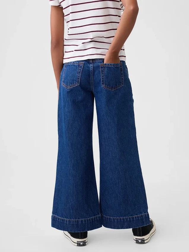 Kids High Rise Stride Wide-Leg Ankle Jeans
