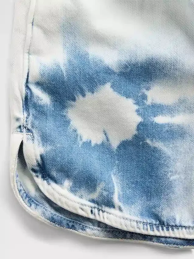 Kids High Rise Tie-Dye Denim Easy Shorts