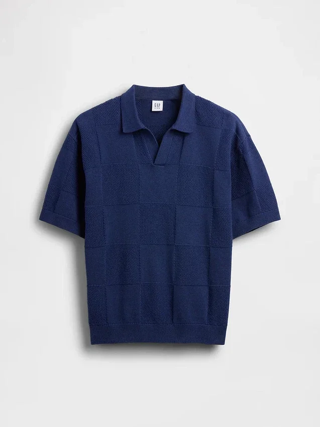 Kids Johnny Collar Checkered Sweater Shirt