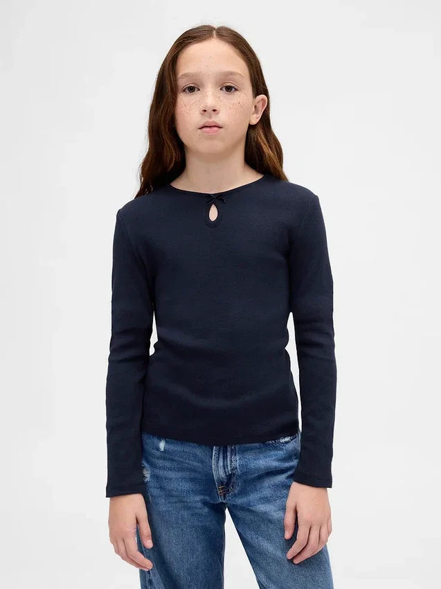 Kids Keyhole Bow Fitted T-Shirt