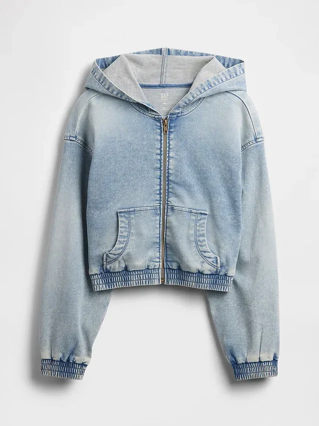Kids Knit Denim Zip Hoodie