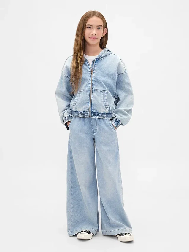 Kids Knit Denim Zip Hoodie