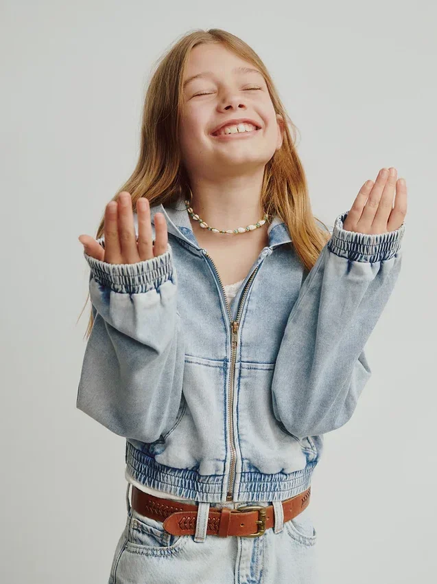 Kids Knit Denim Zip Hoodie