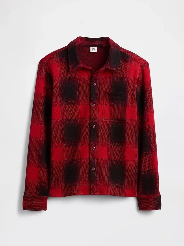 Kids Knit Jersey Plaid Shirt