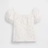 Kids Lace-Trim Puff-Sleeve Top