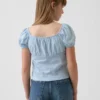 Kids Lace-Trim Puff-Sleeve Top