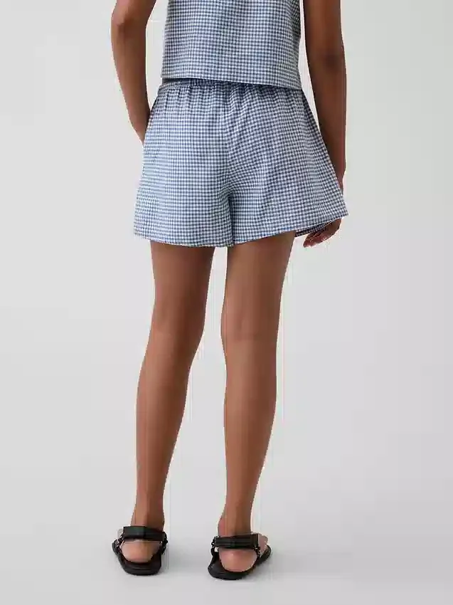 Kids Linen-Cotton Gingham Easy Shorts