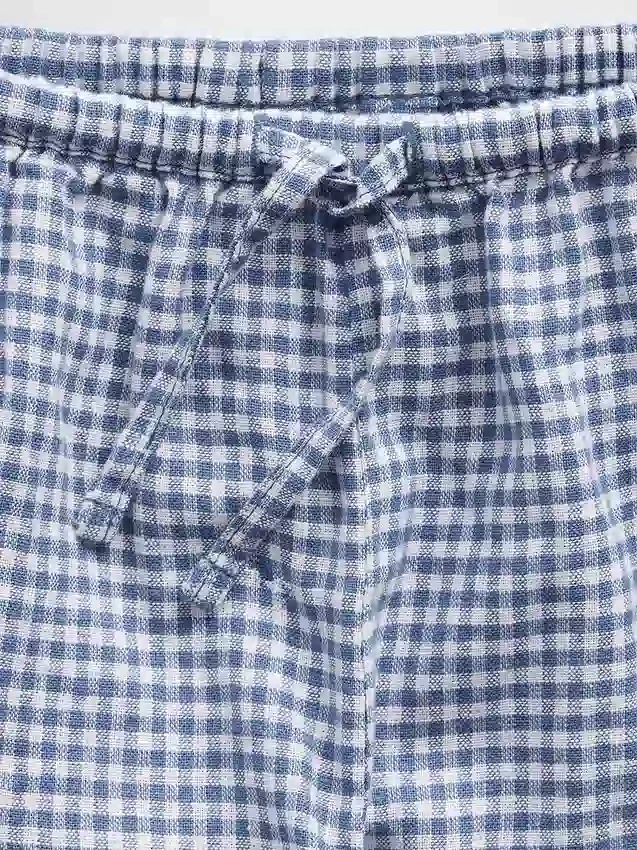Kids Linen-Cotton Gingham Easy Shorts