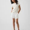 Kids Linen-Cotton Lace-Trim Easy Shorts