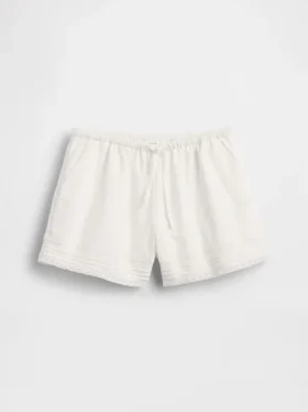Kids Linen-Cotton Lace-Trim Easy Shorts