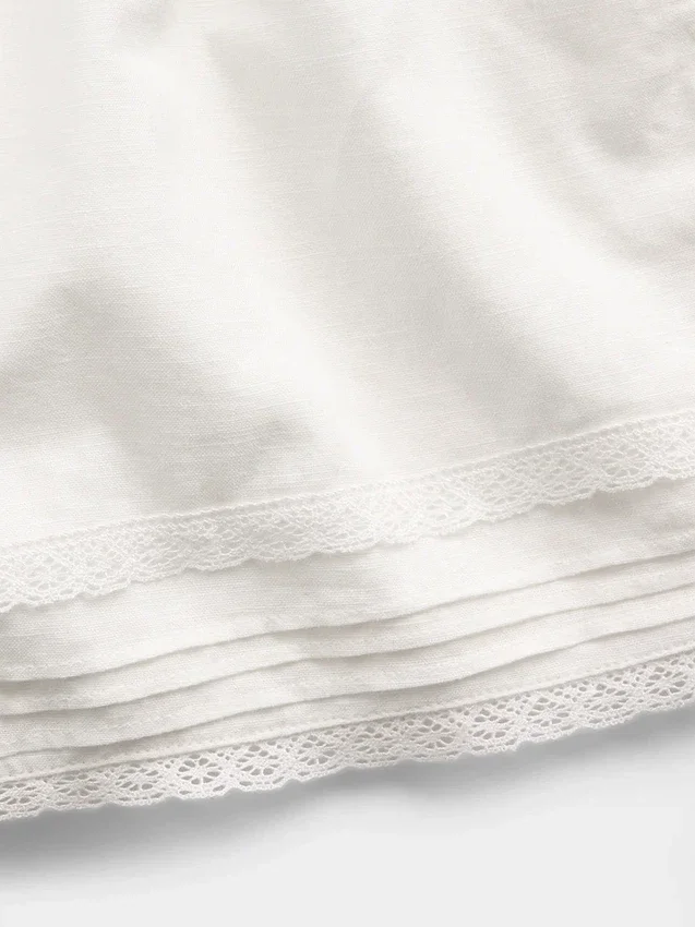 Kids Linen-Cotton Lace-Trim Easy Shorts