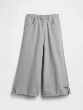 Kids Low Rise Bow Split-Hem Baggy Jeans
