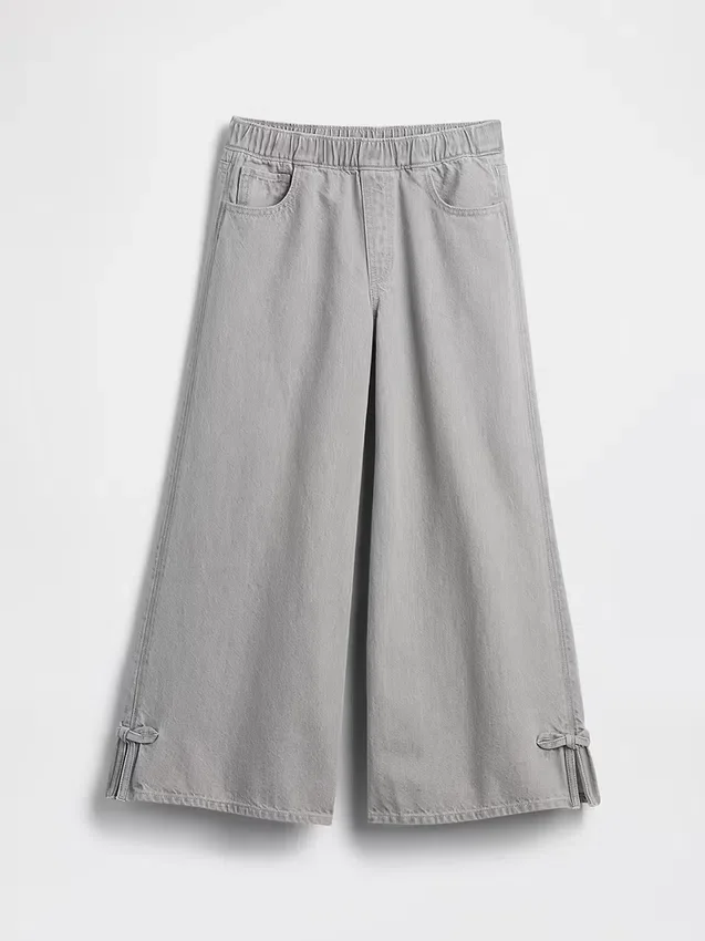 Kids Low Rise Bow Split-Hem Baggy Jeans