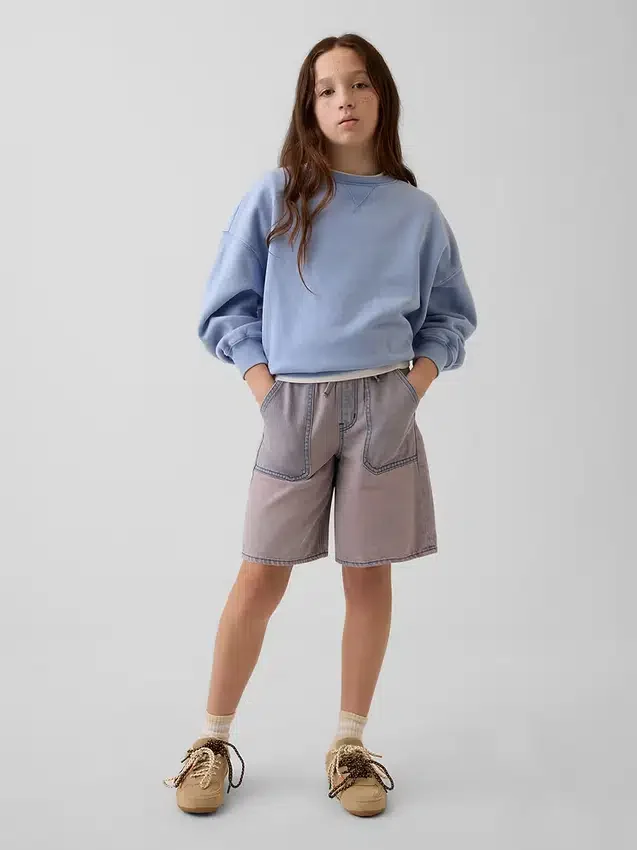 Kids Low Rise Easy Longline Denim Shorts