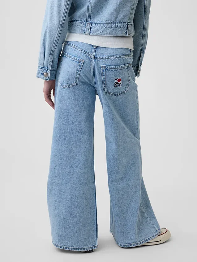 Kids Low Rise Embroidered I Heart Ny Baggy Jeans