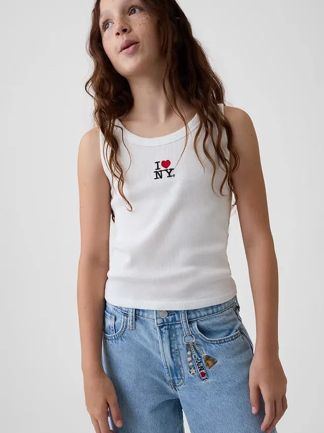 Kids Low Rise Embroidered I Heart Ny Baggy Jeans