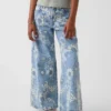 Kids Low Rise Floral Baggy Jeans