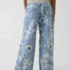 Kids Low Rise Floral Baggy Jeans