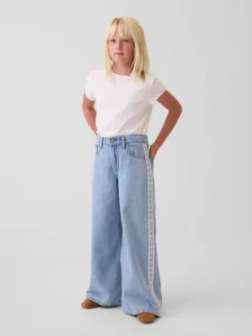 Kids Low Rise Lace-Trim Baggy Jeans