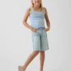Kids Low Rise Longline Denim Shorts