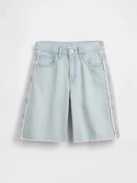Kids Low Rise Longline Denim Shorts