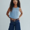 Kids Low Rise Longline Denim Shorts