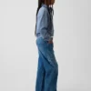 Kids Low Rise Stride Embroidered Floral Wide-Leg Jeans