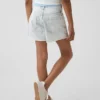 Kids Low Rise Stride Embroidered Lemon Denim Shorts