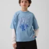 Kids Mesh Oversized Graphic Jersey T-Shirt