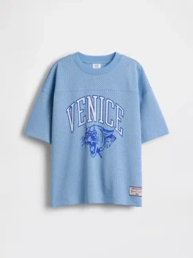 Kids Mesh Oversized Graphic Jersey T-Shirt
