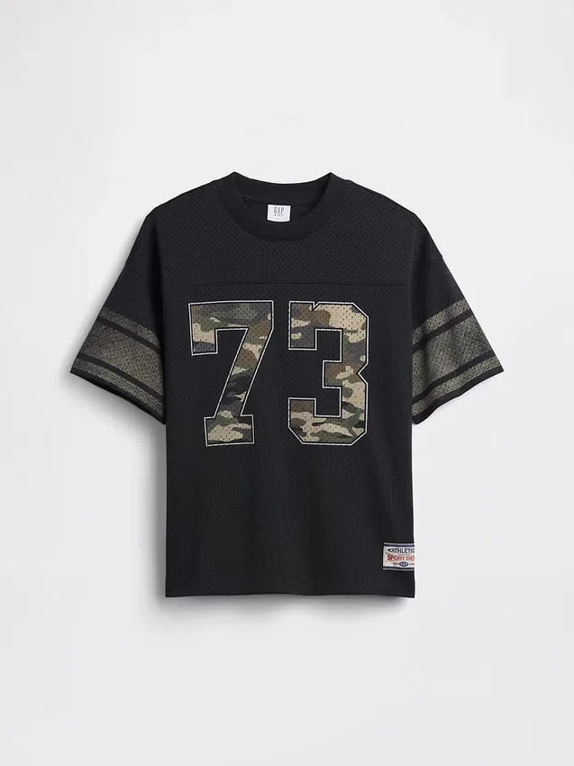 Kids Mesh Oversized Graphic Jersey T-Shirt