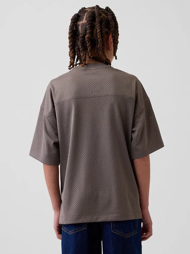 Kids Mesh Oversized Graphic Jersey T-Shirt