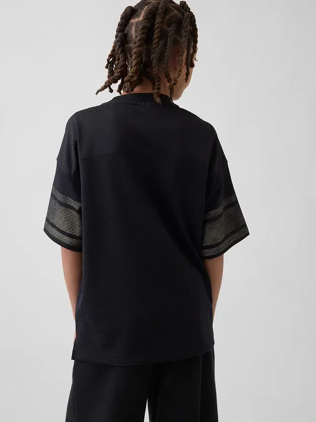 Kids Mesh Oversized Graphic Jersey T-Shirt