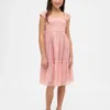 Kids Mesh Ruffle Cap-Sleeve Dress