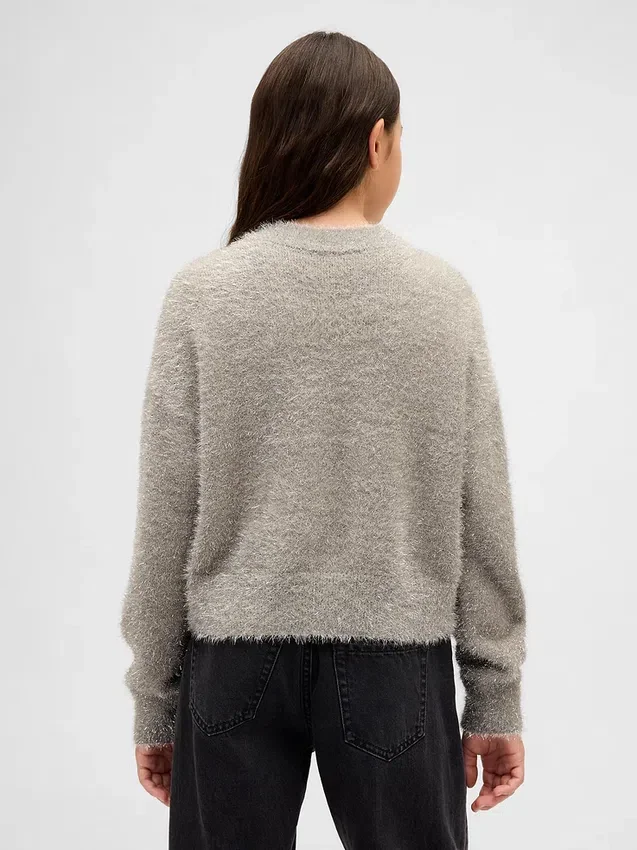 Kids Metallic Eyelash Crewneck Sweater