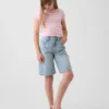 Kids Mid Rise Longline Denim Shorts