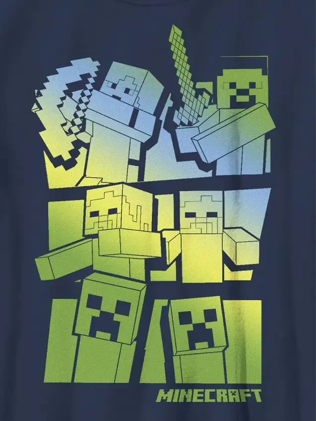 Kids Minecraft Steve and Alex Vs Mobs Graphic Tee