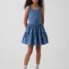 Kids Mixed Media Tiered Tank Dress