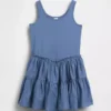 Kids Mixed Media Tiered Tank Dress