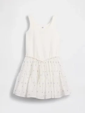 Kids Mixed Media Tiered Tank Dress