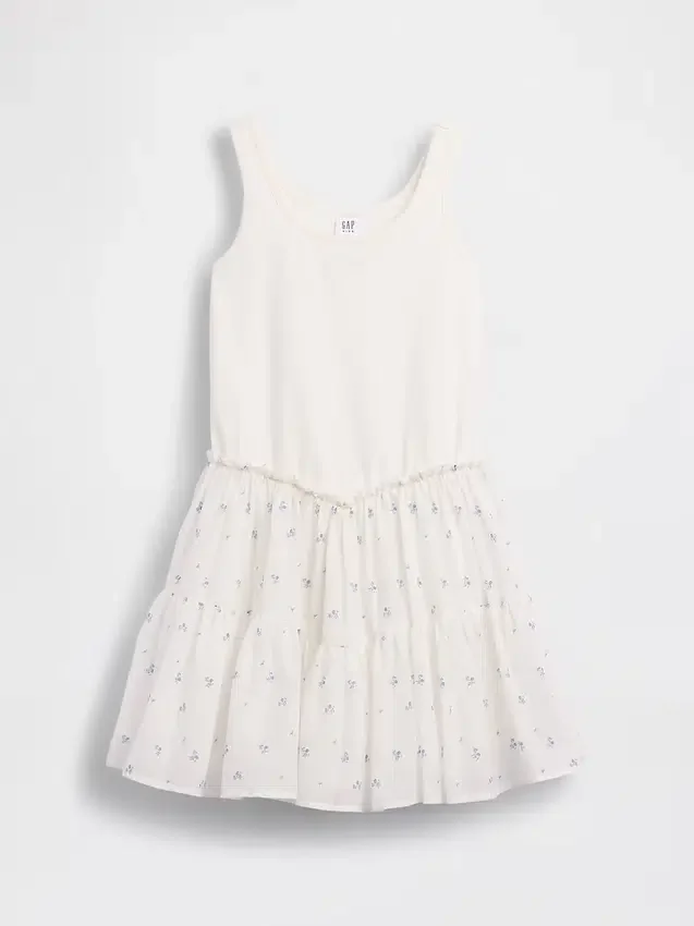 Kids Mixed Media Tiered Tank Dress