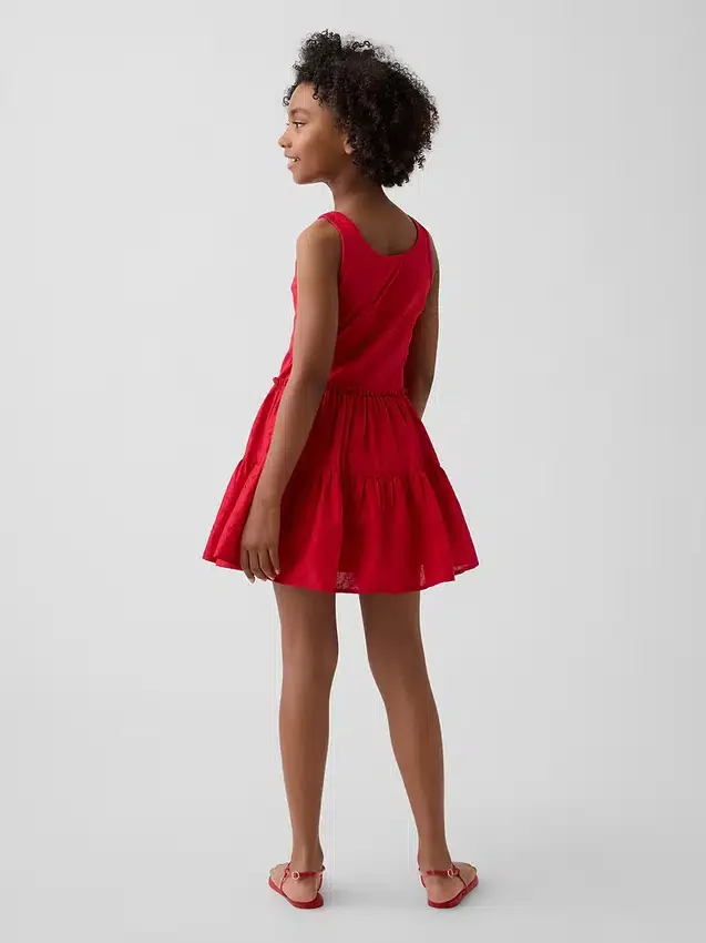 Kids Mixed Media Tiered Tank Dress