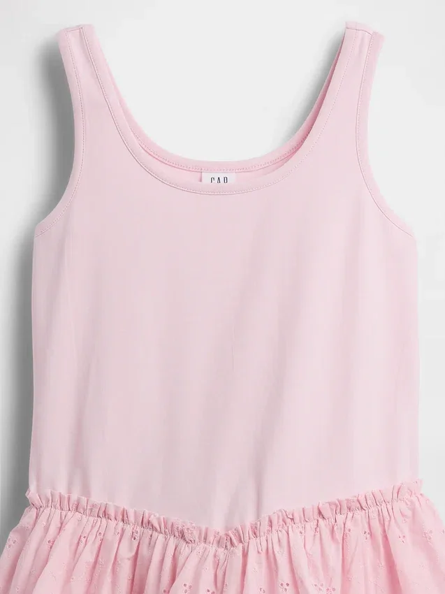 Kids Mixed Media Tiered Tank Dress