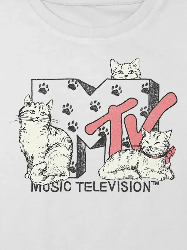 Kids Mtv Cats Graphic Boxy Crop Tee